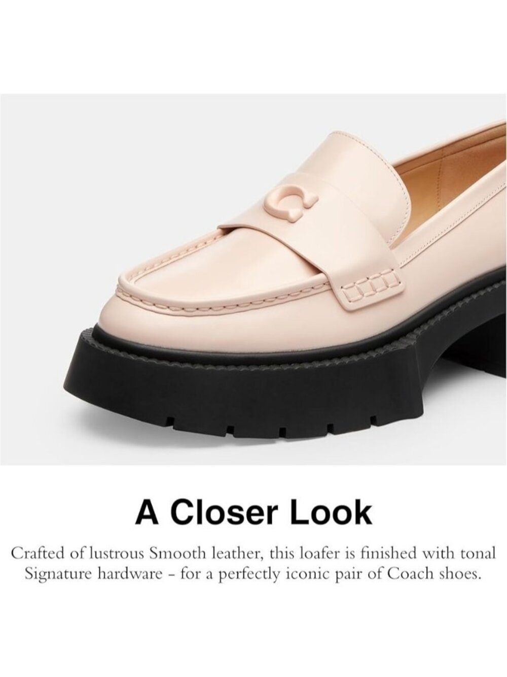 Coach Leah Platform Loafers Women's Size 11 Blush Upper Leather Slip On Chunky - Picture 2 of 5